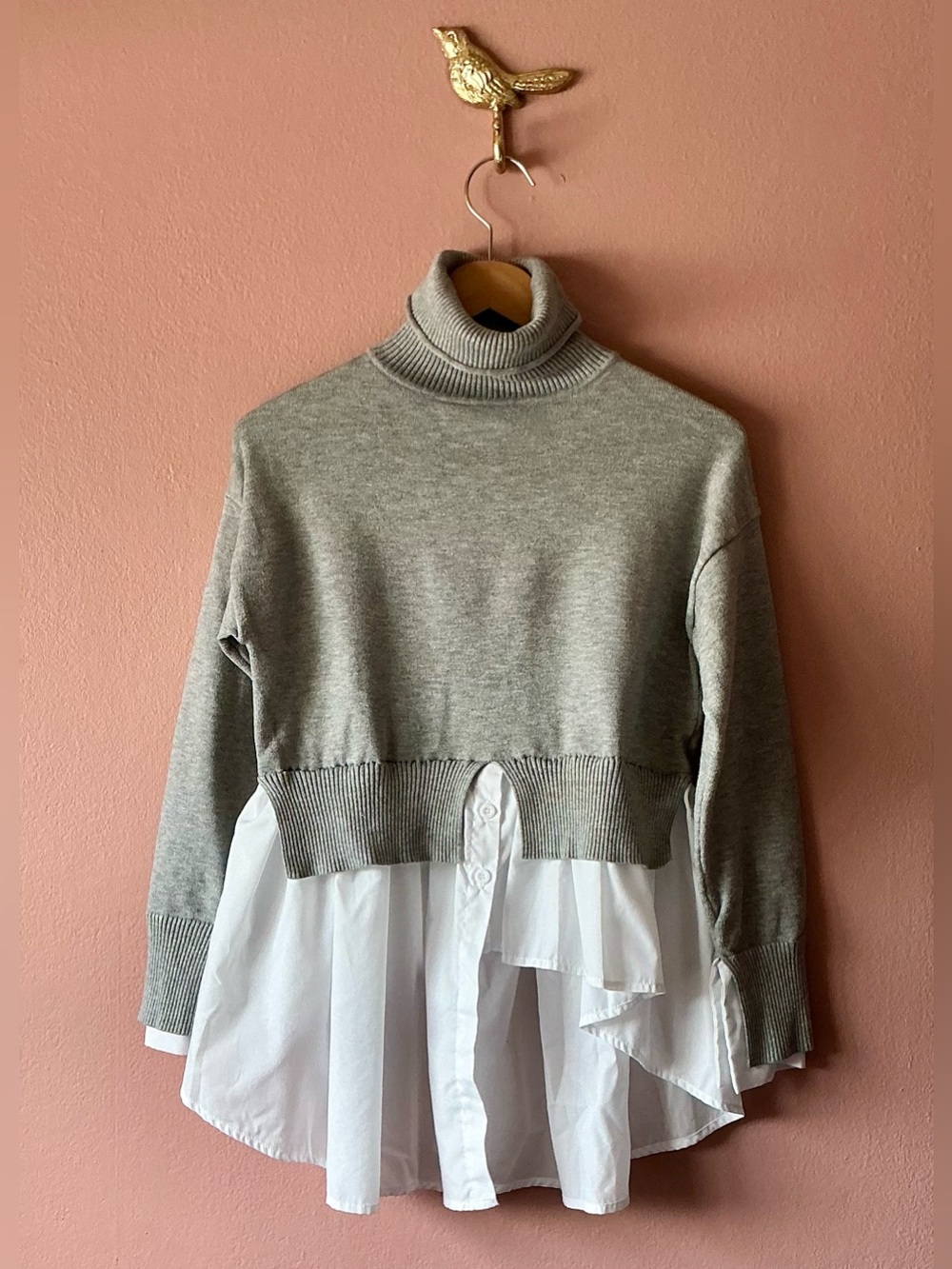 Anthropologie Avantlook Split Turtleneck Sweater Sz Med